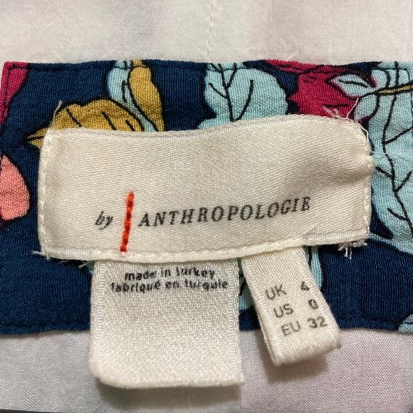 By Anthropologie Floral Sleeveless Collared High Low Mini Dress Women's Size 0 - Picture 3 of 7